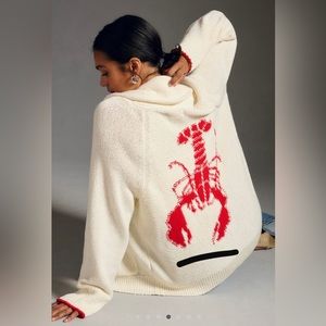 COPY - NWT Anthropologie Maeve Lobster Cardigan Rare Red lobster sweater size